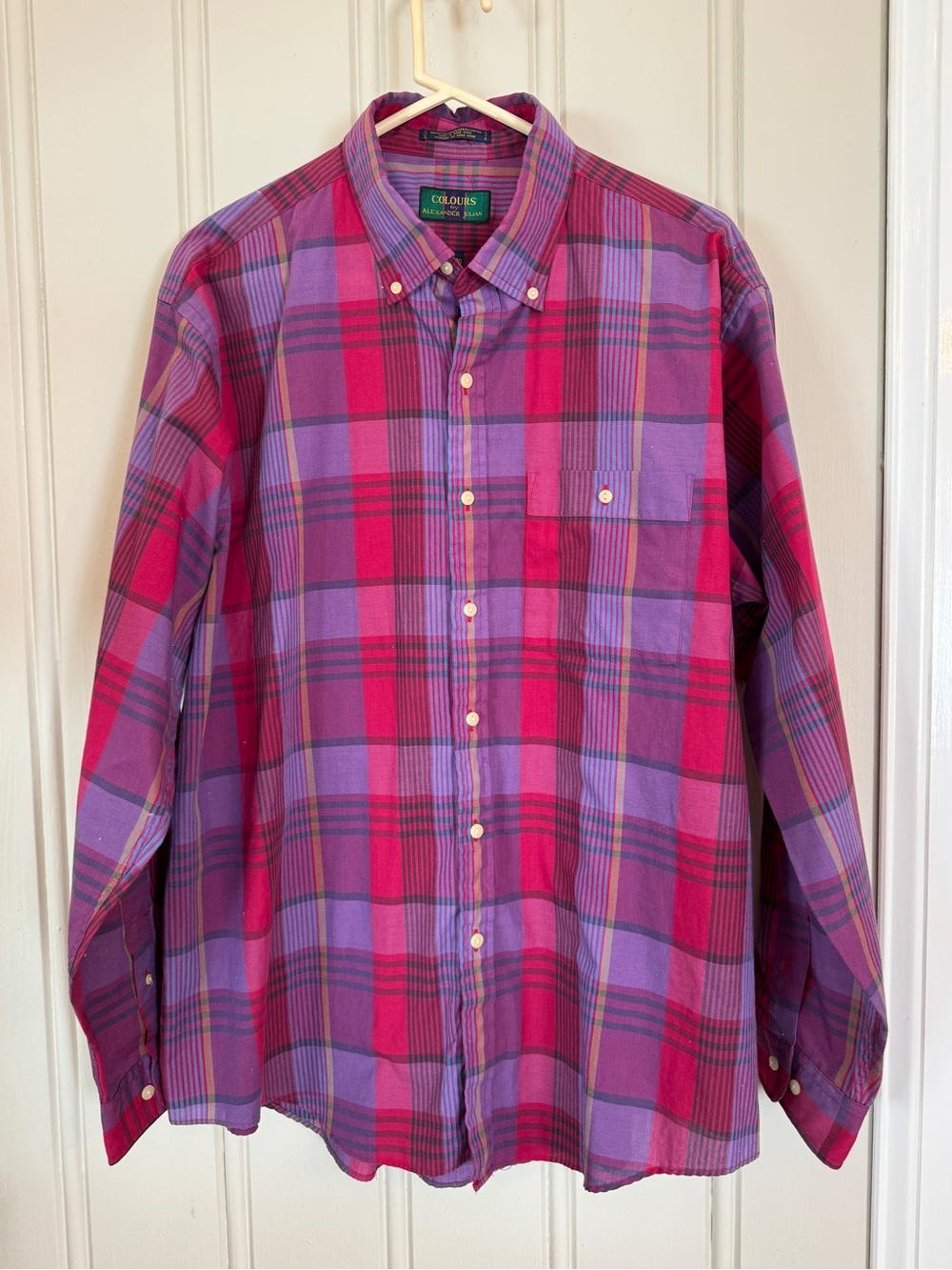 Vintage Alexander Julian Colours Men’s Plaid Button-Down Shirt Preppy